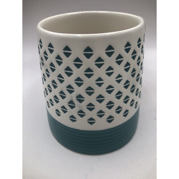 Old Pottery Company Button Diamond Mug Teal/White 16 Oz Coffee Tea - Picture 5 of 6